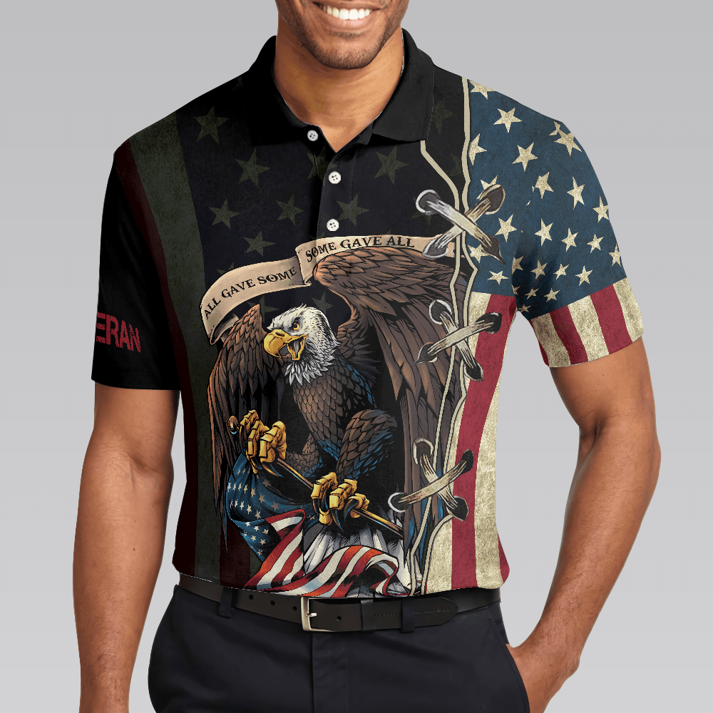 Veterans Men Polo Shirt, American Bald Eagle, All Gave Some Some Gave All Veteran Polo Shirt For Men - Gift For Veterans, Family, Friends - Amzanimalsgift