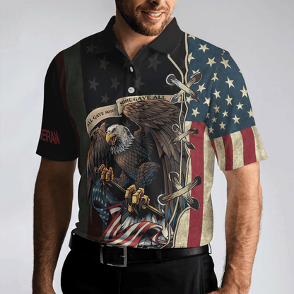 Veterans Men Polo Shirt, American Bald Eagle, All Gave Some Some Gave All Veteran Polo Shirt For Men - Gift For Veterans, Family, Friends - Amzanimalsgift