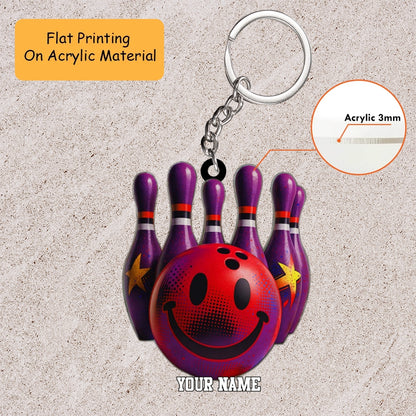 Personalized Bowling Smiley Pins 3D Acrylic Ornament, Custom Holiday Tree Decor, Perfect Gift for Bowler