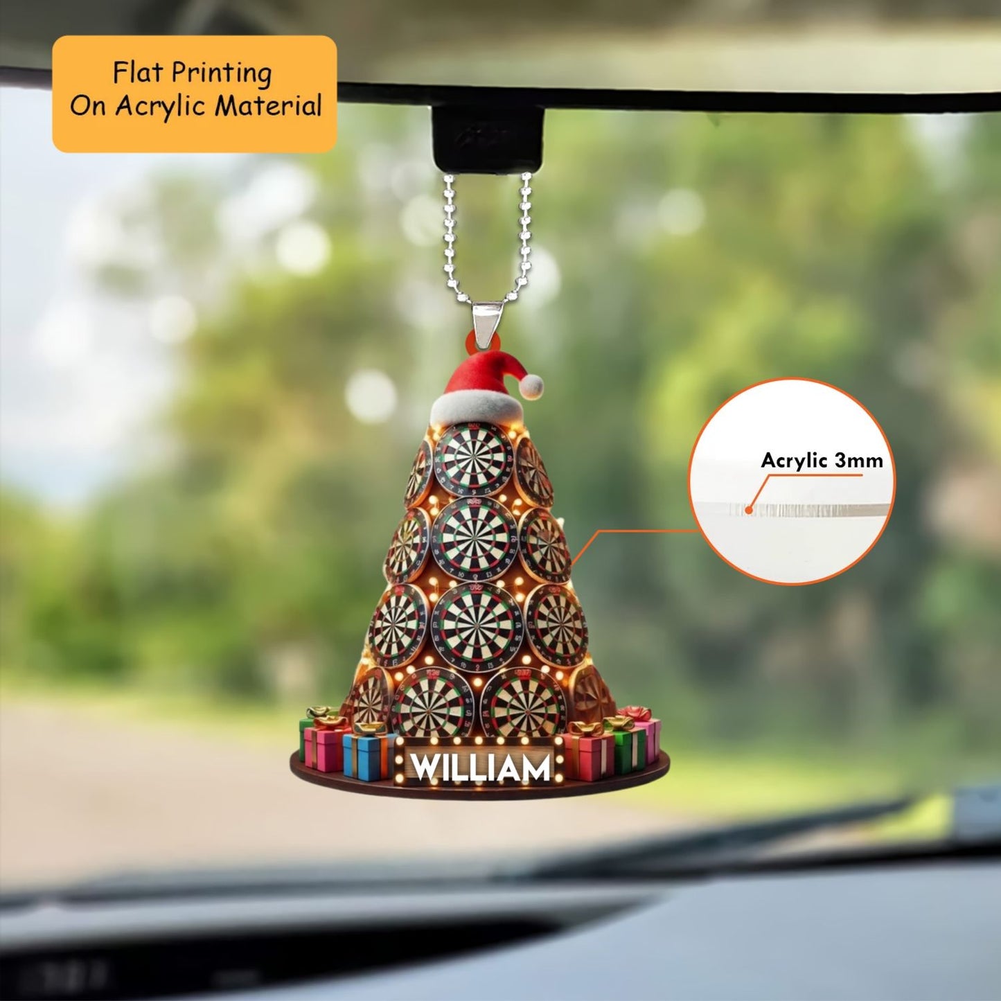 Personalized Christmas Dart Ornament, Dart Board Christmas Tree, Custom Ornament Christmas Gift, Keychain Dart Christmas, Car Ornament Dart Christmas