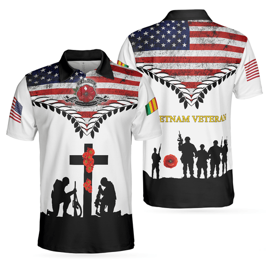 Vietnam Veteran Polo Shirt, American Flag Veteran Shirt Design, Thoughtful Gift For Vietnam Veterans - Perfect Gift For Men - Amzanimalsgift