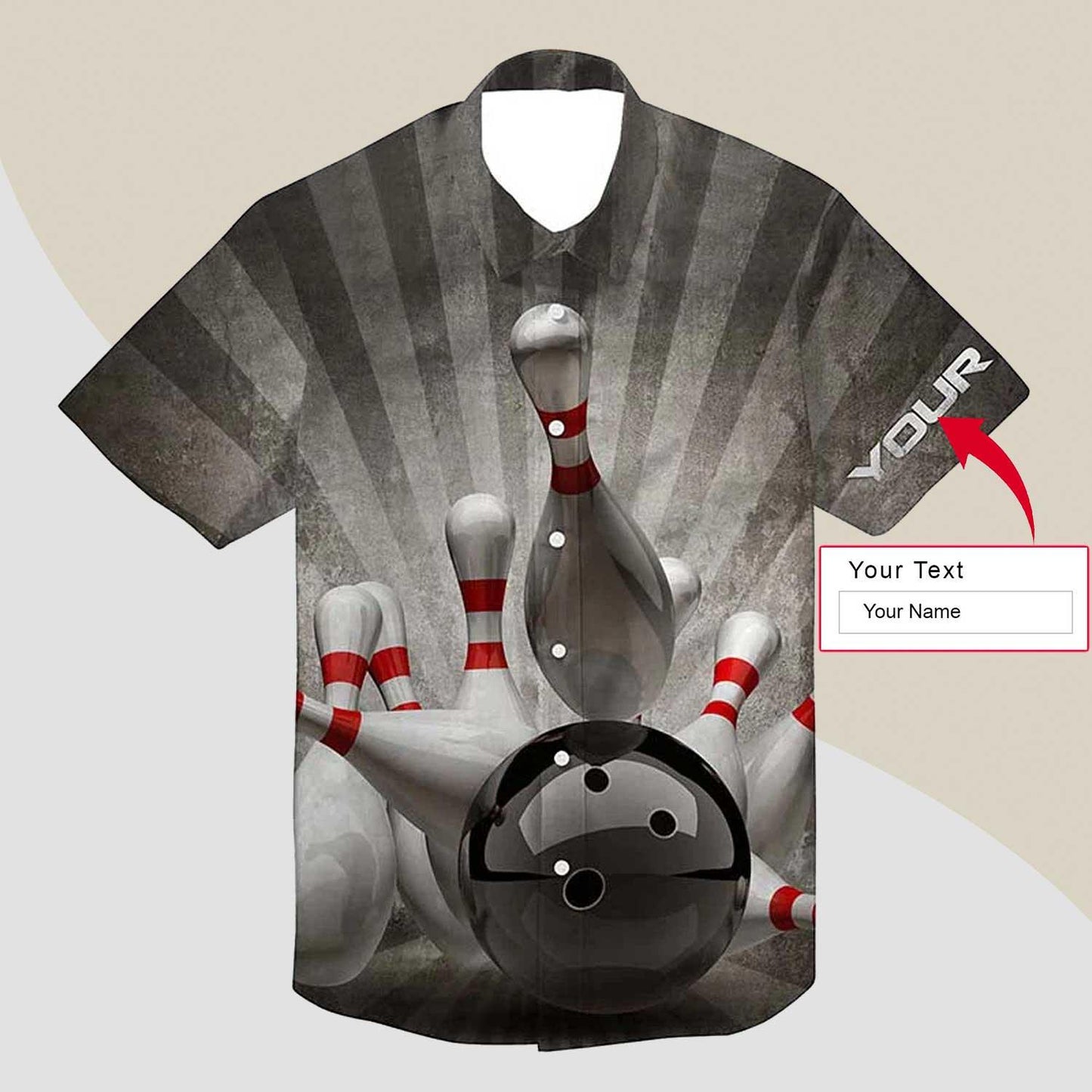 Vintage Bowling Custom Name Hawaiian Shirt, Black Bowling Ball and Pins Personalized Hawaiian Shirts For Men Women, Team, Bowling Lovers, Bowlers - Amzanimalsgift