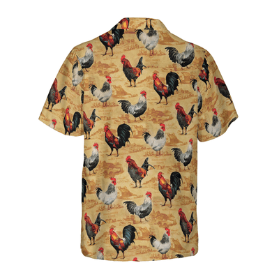 Vintage Chicken Farm Hawaiian Shirt, Chicken Aloha Shirt For Men - Perfect Gift For Farm Lovers, Husband, Boyfriend, Friend, Family - Amzanimalsgift