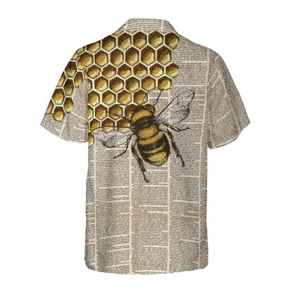 Vintage Honey Bee Hawaiian Shirt, Summer Animals Aloha Shirts For Men Women, Perfect Gift For Husband, Wife, Boyfriend, Friend - Amzanimalsgift