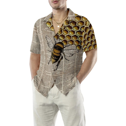 Vintage Honey Bee Hawaiian Shirt, Summer Animals Aloha Shirts For Men Women, Perfect Gift For Husband, Wife, Boyfriend, Friend - Amzanimalsgift