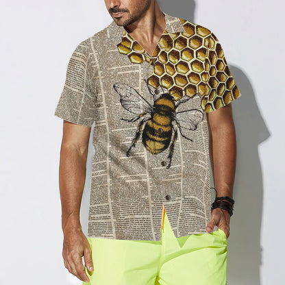 Vintage Honey Bee Hawaiian Shirt, Summer Animals Aloha Shirts For Men Women, Perfect Gift For Husband, Wife, Boyfriend, Friend - Amzanimalsgift