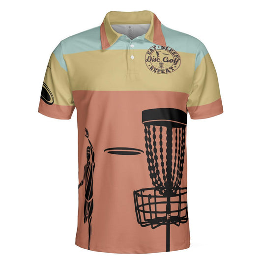 Vintage Palette Sporty Men Polo Shirt, Eat Sleep Disc Golf Repeat Polo Shirt, Best Disc Golf Shirt For Men - Amzanimalsgift