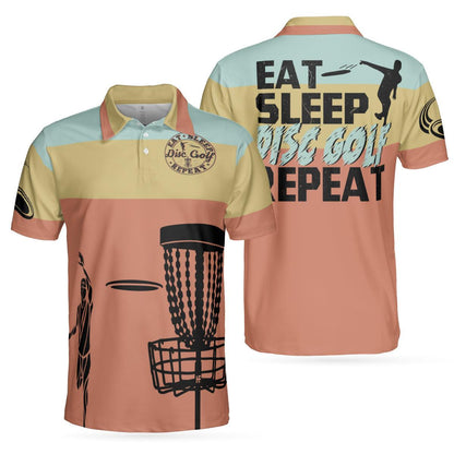 Vintage Palette Sporty Men Polo Shirt, Eat Sleep Disc Golf Repeat Polo Shirt, Best Disc Golf Shirt For Men - Amzanimalsgift