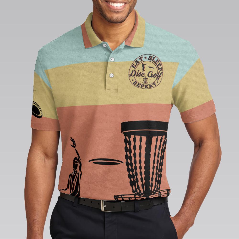 Vintage Palette Sporty Men Polo Shirt, Eat Sleep Disc Golf Repeat Polo Shirt, Best Disc Golf Shirt For Men - Amzanimalsgift