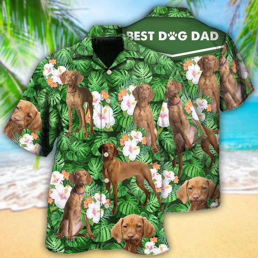 Vizsla Aloha Hawaii Shirt - Dog Green Tropical Floral Hawaiian Shirt For Summer - Perfect Gift For Dog Lovers, Friend, Family - Amzanimalsgift