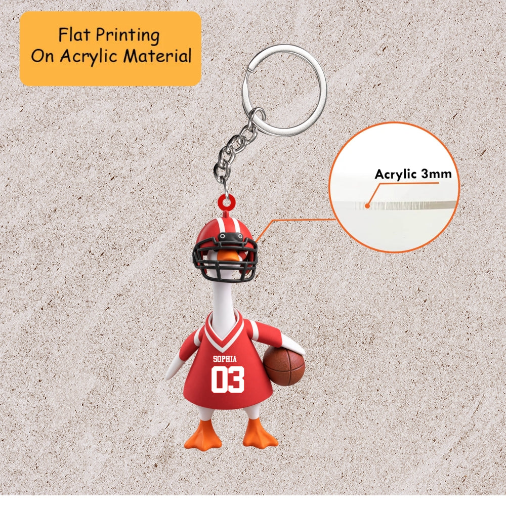 Personalized Football Goose Christmas Ornament, Funny Duck In Helmet Holding Ball, Custom Ornament Christmas Gift, Keychain Football, Car Ornament Football