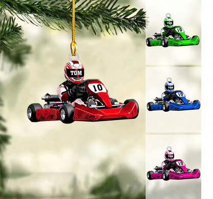 Personalized Karting Christmas Ornament, Fast Kart Driver Action Pose, Custom Ornament Christmas Gift, Keychain Karting, Car Ornament Karting