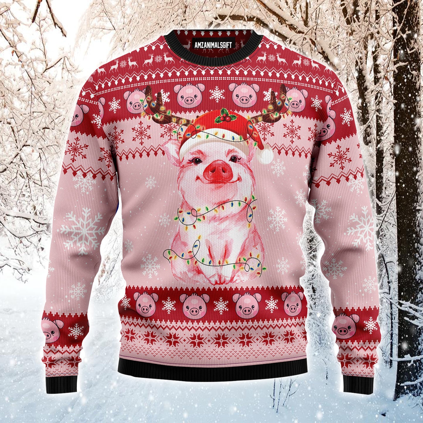 Lovely Pig Ugly Christmas Sweater, Christmas Light Ugly Sweater For Men & Women - Best Gift For Christmas, Friends, Pig Lovers