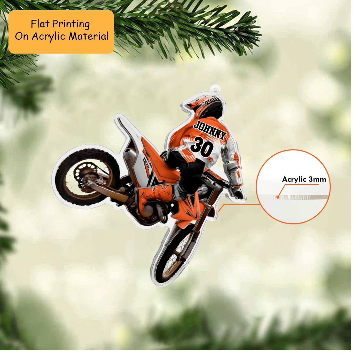 Personalized Motocross Christmas Ornament, Motocross Rider Drift, Custom Ornament Christmas Gift, Keychain Motocross, Car Ornament Motocross