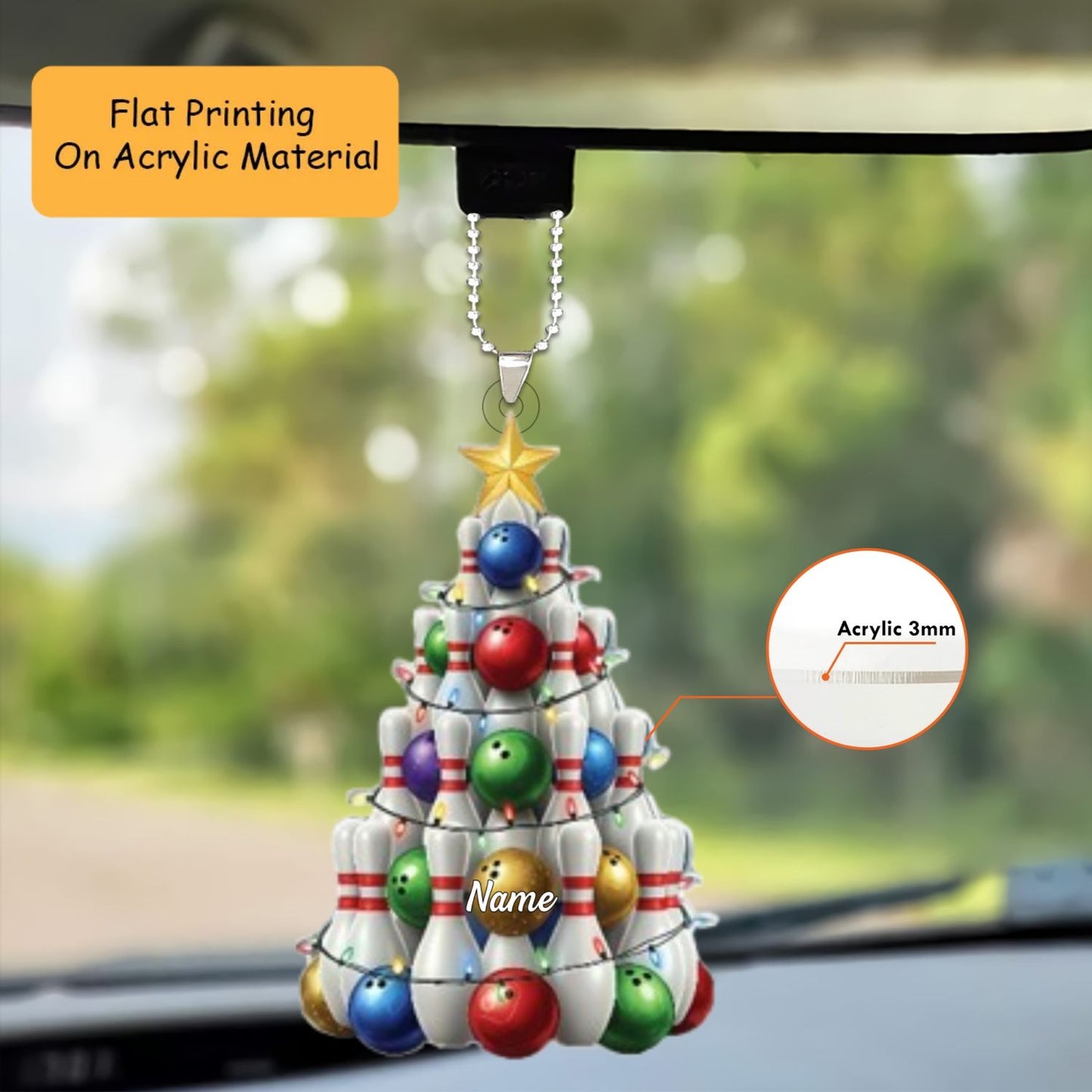 Personalized Bowling Ball Ornament, Bowling Christmas Keychain, Car Ornament, Christmas Ornament Gifts