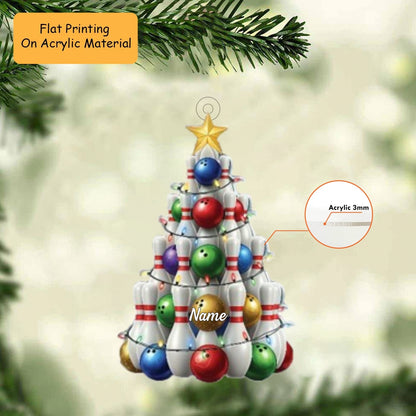 Personalized Bowling Ball Ornament, Bowling Christmas Keychain, Car Ornament, Christmas Ornament Gifts