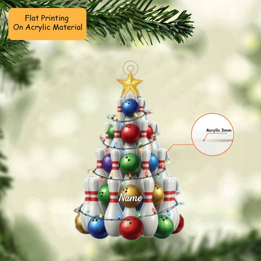 Personalized Bowling Ball Ornament, Bowling Christmas Keychain, Car Ornament, Christmas Ornament Gifts