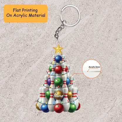 Personalized Bowling Ball Ornament, Bowling Christmas Keychain, Car Ornament, Christmas Ornament Gifts