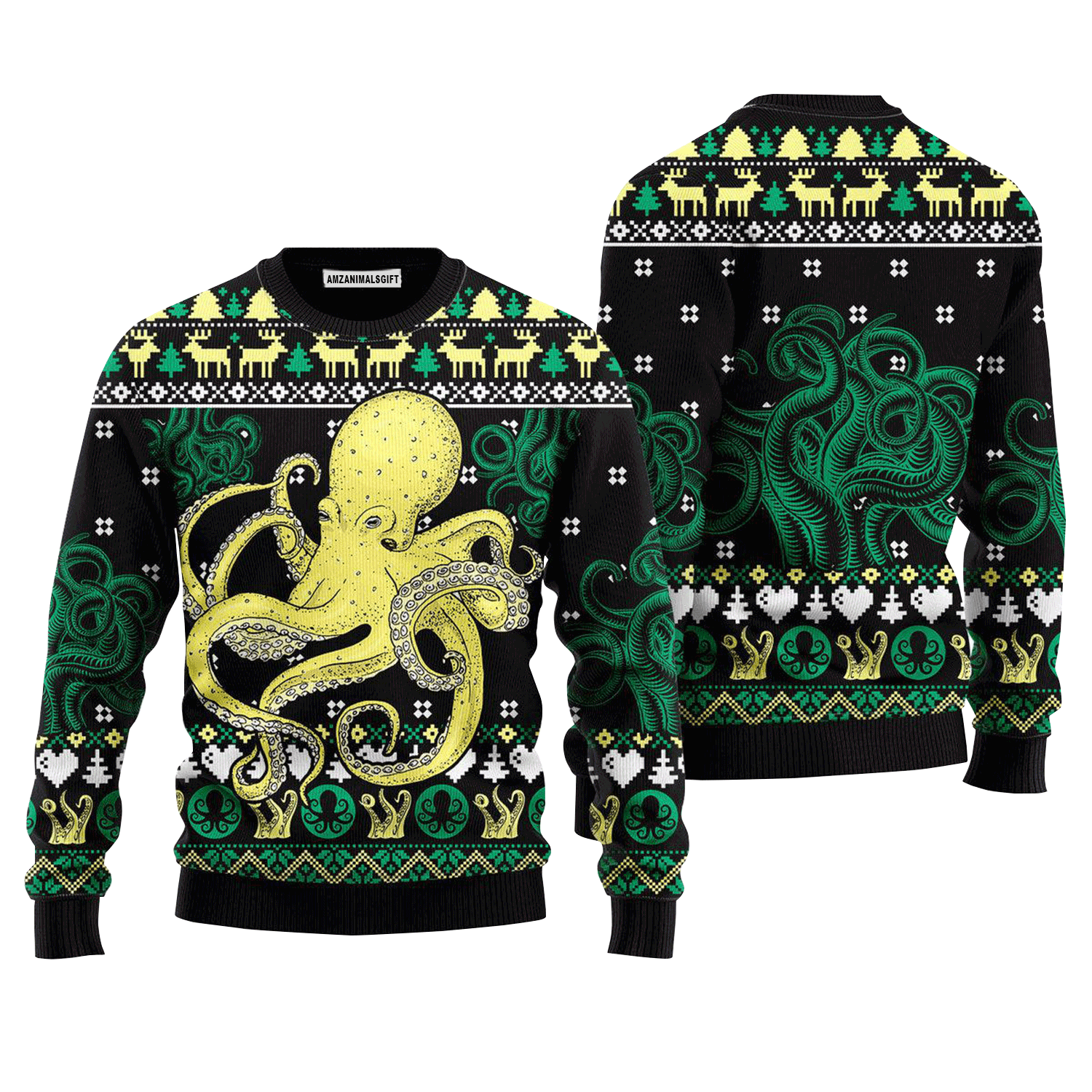 Green Octopus Christmas Sweater, Ugly Sweater For Men & Women, Perfect Outfit For Christmas New Year Autumn Winter