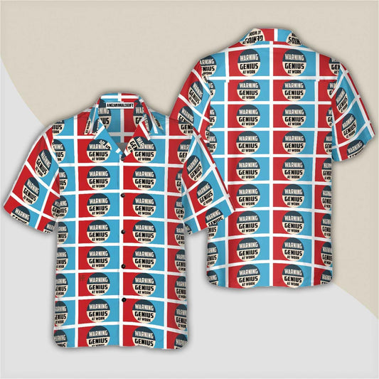 Warning Genius Work Vintage Hawaiian Shirt - Perfect Gift For Lover, Friend, Family - Amzanimalsgift