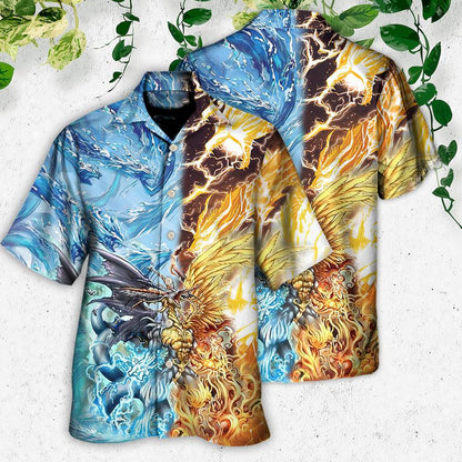 Water And Fire Dragon Aloha Hawaiian Shirt For Summer, Dragon The Immortal Life Hawaiian Shirts Outfit For Men Women, Dragon Lovers - Amzanimalsgift
