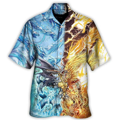 Water And Fire Dragon Aloha Hawaiian Shirt For Summer, Dragon The Immortal Life Hawaiian Shirts Outfit For Men Women, Dragon Lovers - Amzanimalsgift
