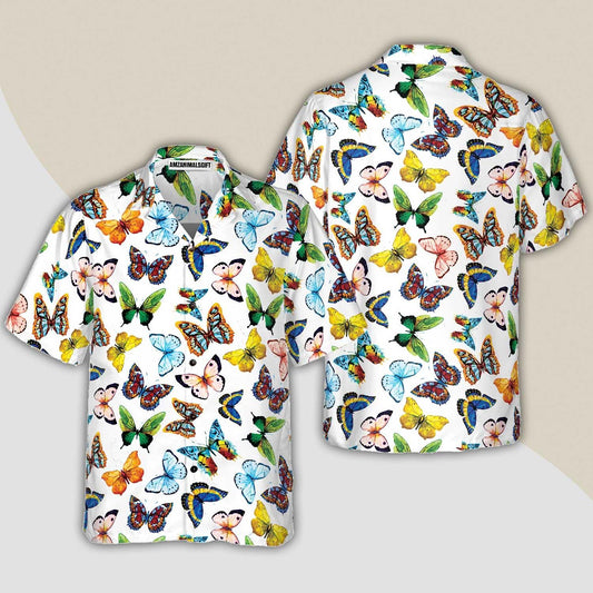Watercolor Butterflies Hawaiian Shirt, Butterflies Aloha Shirt For Men And Women - Perfect Gift For Butterfly Lovers, Friend, Family - Amzanimalsgift