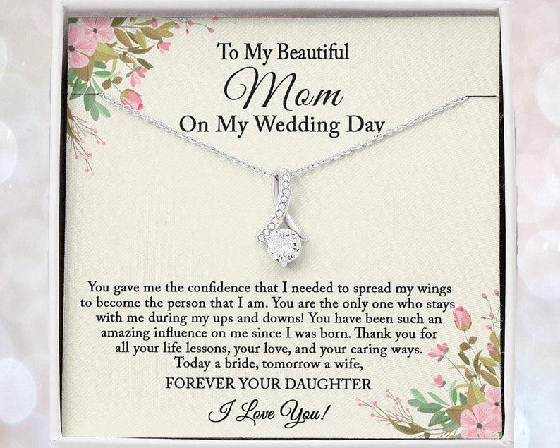 Wedding Gift From Bride For Mom - Mother of the Bride Necklace, Mom Gift from Bride, Gift From Daughter, Mom Wedding Day Gift, Love Knot Necklace - Amzanimalsgift
