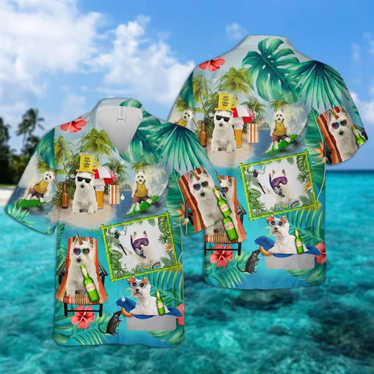 West Highland White Terrier Hawaiian Shirt, Dog Surfing Hawaiian Shirt - Perfect Gift For West Highland White Terrier Lovers, Friend, Family - Amzanimalsgift