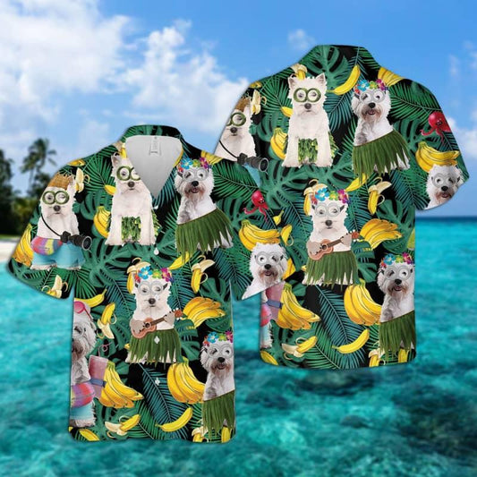 West Highland White Terrier Hawaiian Shirt, Tropical Summer Aloha Shirt For Men - Perfect Gift For West Highland White Terrier Lovers, Friend, Family - Amzanimalsgift