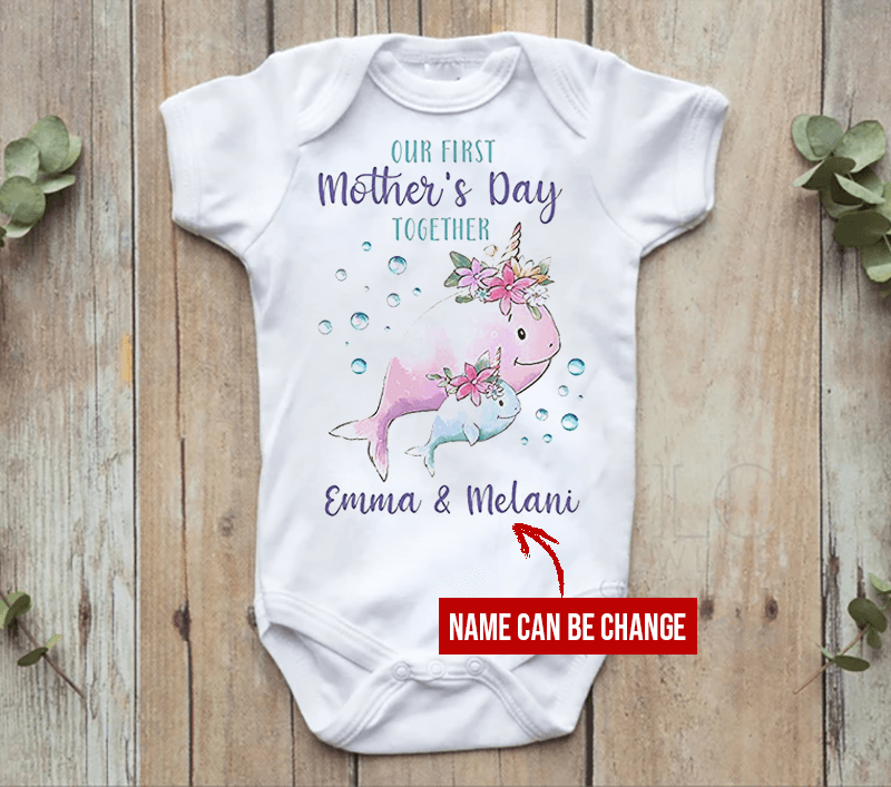 Whale Baby Onesies, Personalized Mother's Day Matching Tee Gift for Mom and Baby Newborn Onesies - Perfect Gift For Baby, Baby Gift Onesie - Amzanimalsgift