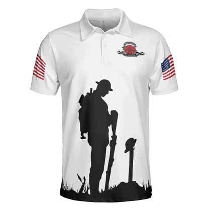 White American Flag Veteran's Day Men Polo Shirt, Lest We Forget Veteran Polo Shirt, Best Gift For Veterans - Amzanimalsgift