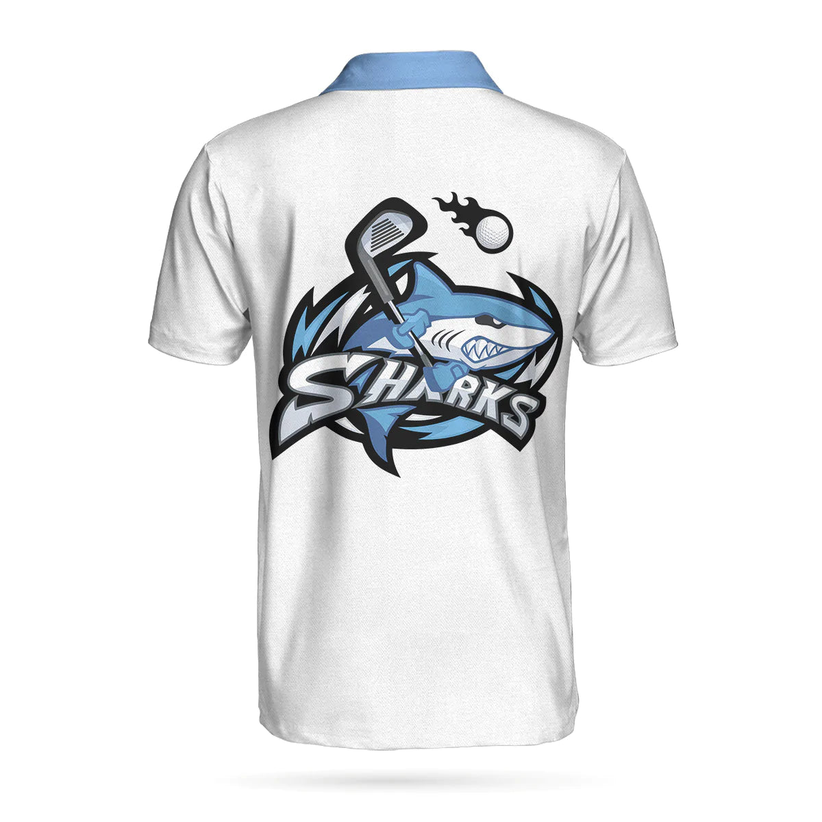 White And Blue Argyle Pattern American Flag Shark Golfer Men Polo Shirt, Jawsome Golfer Shark Golf Polo Shirt, Best Golf Shirt For Men, Golfers - Amzanimalsgift