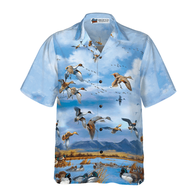 Wild Duck Keep Your Freedom Hawaiian Shirt, Duck Aloha Shirt For Men - Perfect Gift For Husband, Boyfriend, Friend, Family - Amzanimalsgift