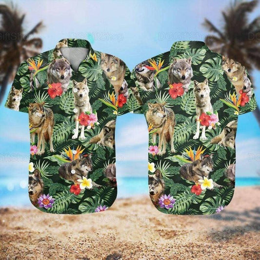 Wolf Aloha Hawaiian Shirt - Wolf Wild Hawaiian Shirt, Tropical Pattern Hawaiian Shirt For Men & Women, Wolf Lover - Amzanimalsgift