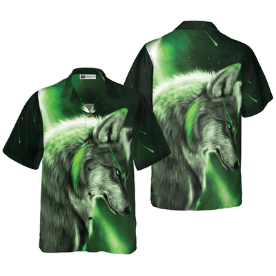 Wolf Hawaiian Shirt, Fantasy Green Wolf Aloha Shirt For Men - Perfect Gift For Husband, Boyfriend, Friend, Family - Amzanimalsgift