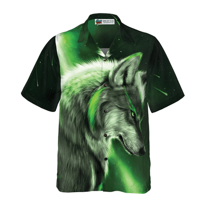 Wolf Hawaiian Shirt, Fantasy Green Wolf Aloha Shirt For Men - Perfect Gift For Husband, Boyfriend, Friend, Family - Amzanimalsgift