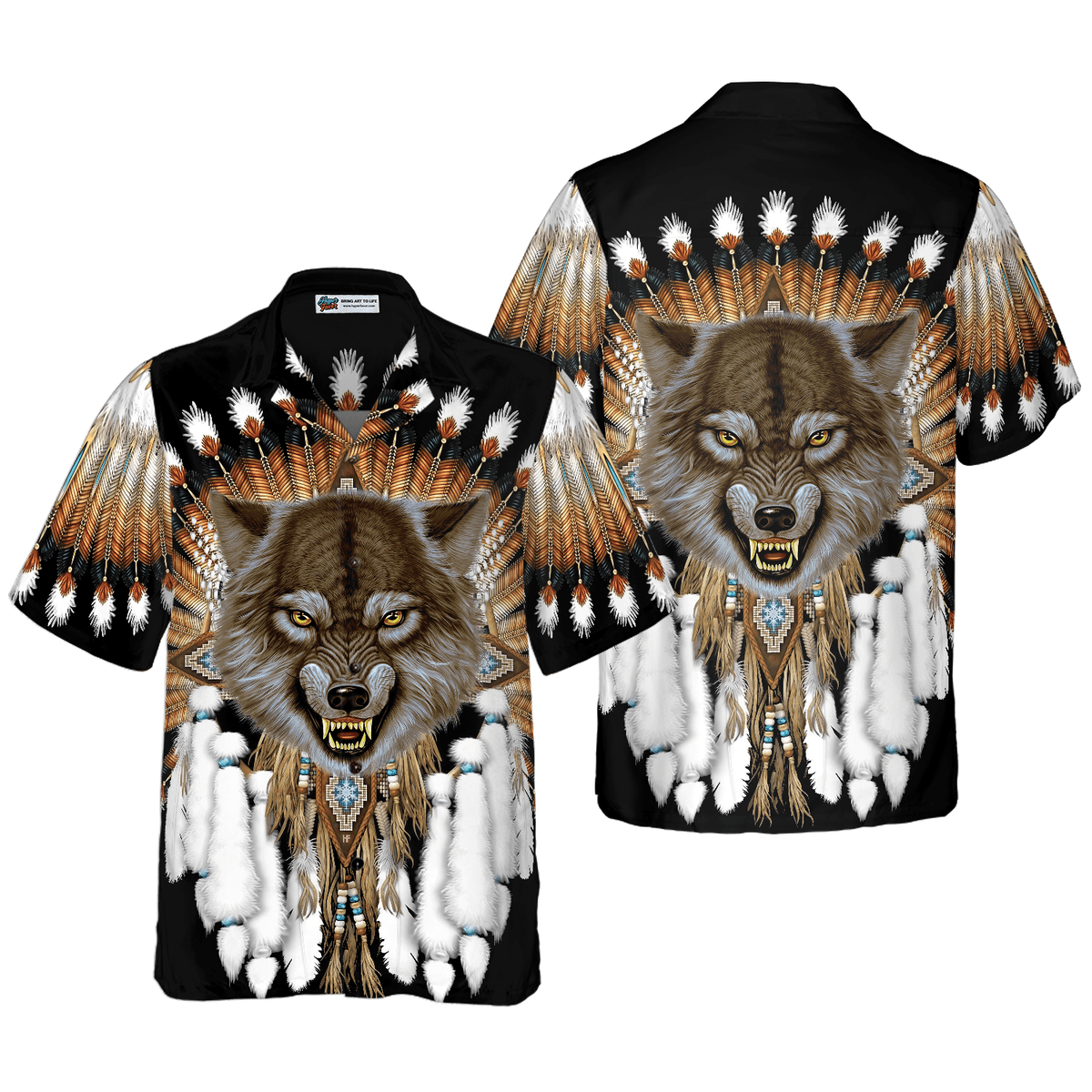 Wolf Hawaiian Shirt, Tribal Angry Wolf Aloha Shirt For Men - Perfect Gift For Husband, Boyfriend, Friend, Family - Amzanimalsgift