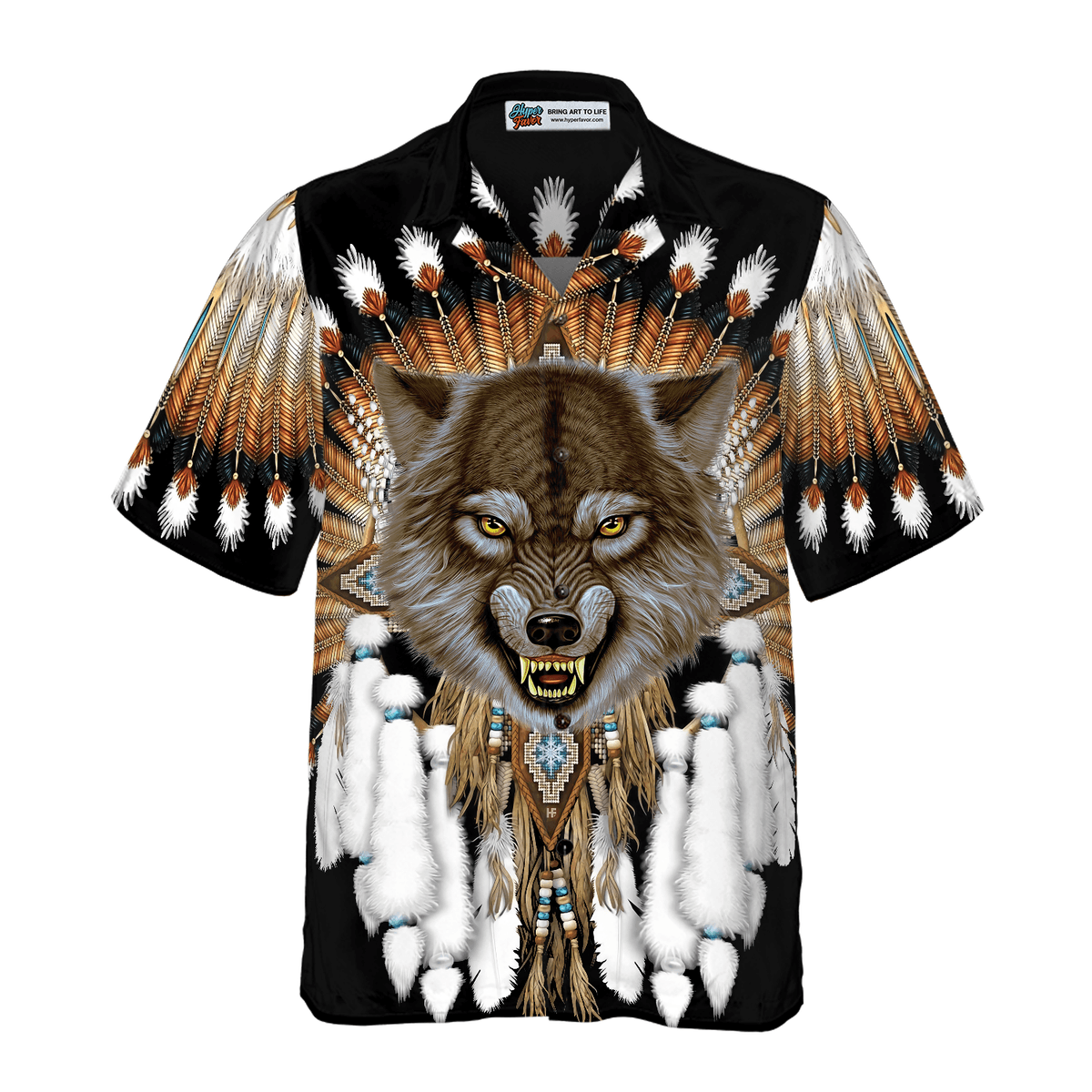 Wolf Hawaiian Shirt, Tribal Angry Wolf Aloha Shirt For Men - Perfect Gift For Husband, Boyfriend, Friend, Family - Amzanimalsgift