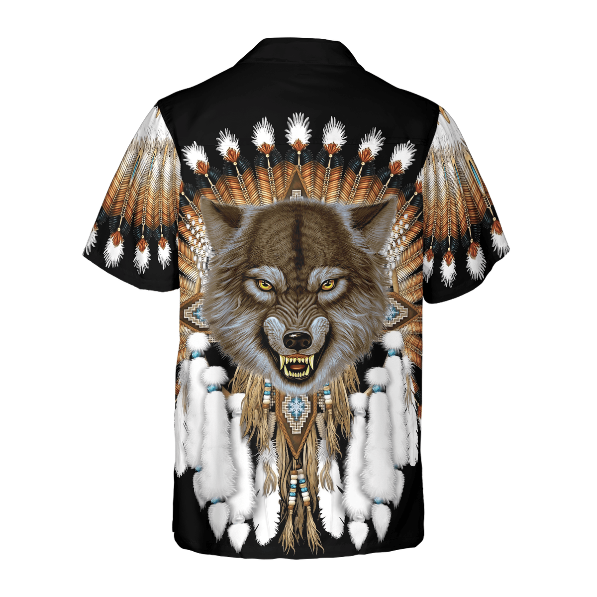 Wolf Hawaiian Shirt, Tribal Angry Wolf Aloha Shirt For Men - Perfect Gift For Husband, Boyfriend, Friend, Family - Amzanimalsgift