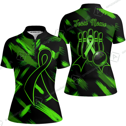 Customized Awareness Pink Blue Ribbon Bowling Jersey, Custom Name And Team Name For Bowlers