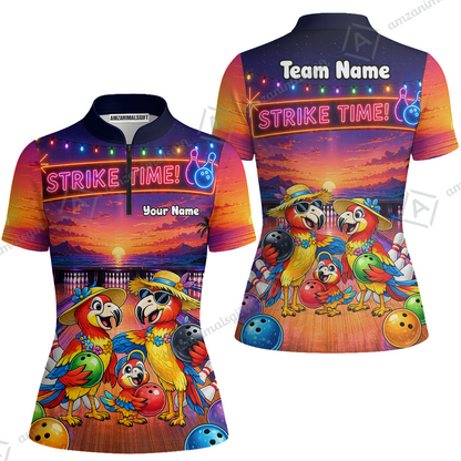 Custom Bowling Jersey Polo Shirt, Parrot Family, Custom Bowling Jersey Team Shirt For Players With Name and Team Name