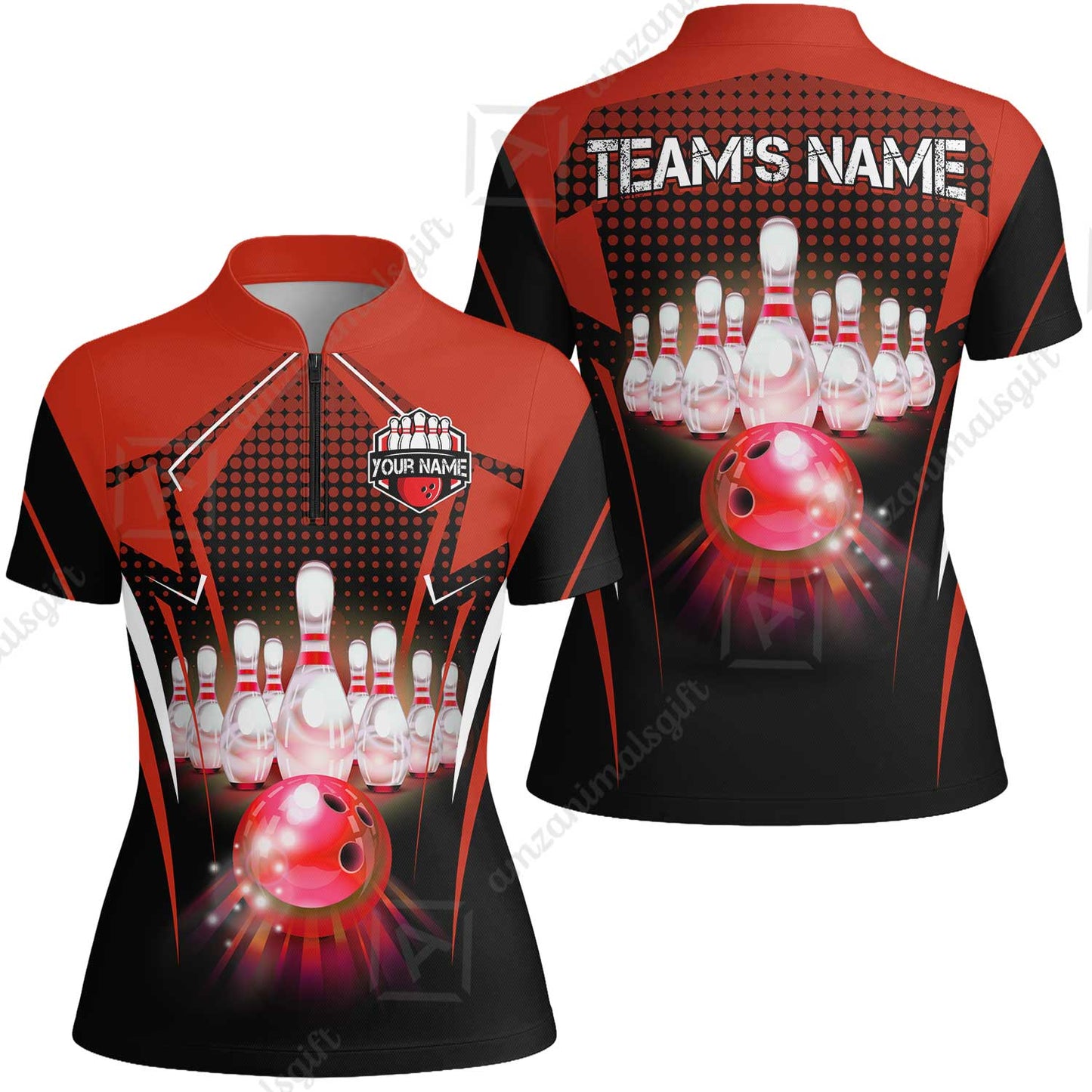 Custom Bowling Team Jerseys Polo Shirts, Bowling uniforms Ball & Pins Multicolor Jersey For Tournament Team Men Women Bowlers