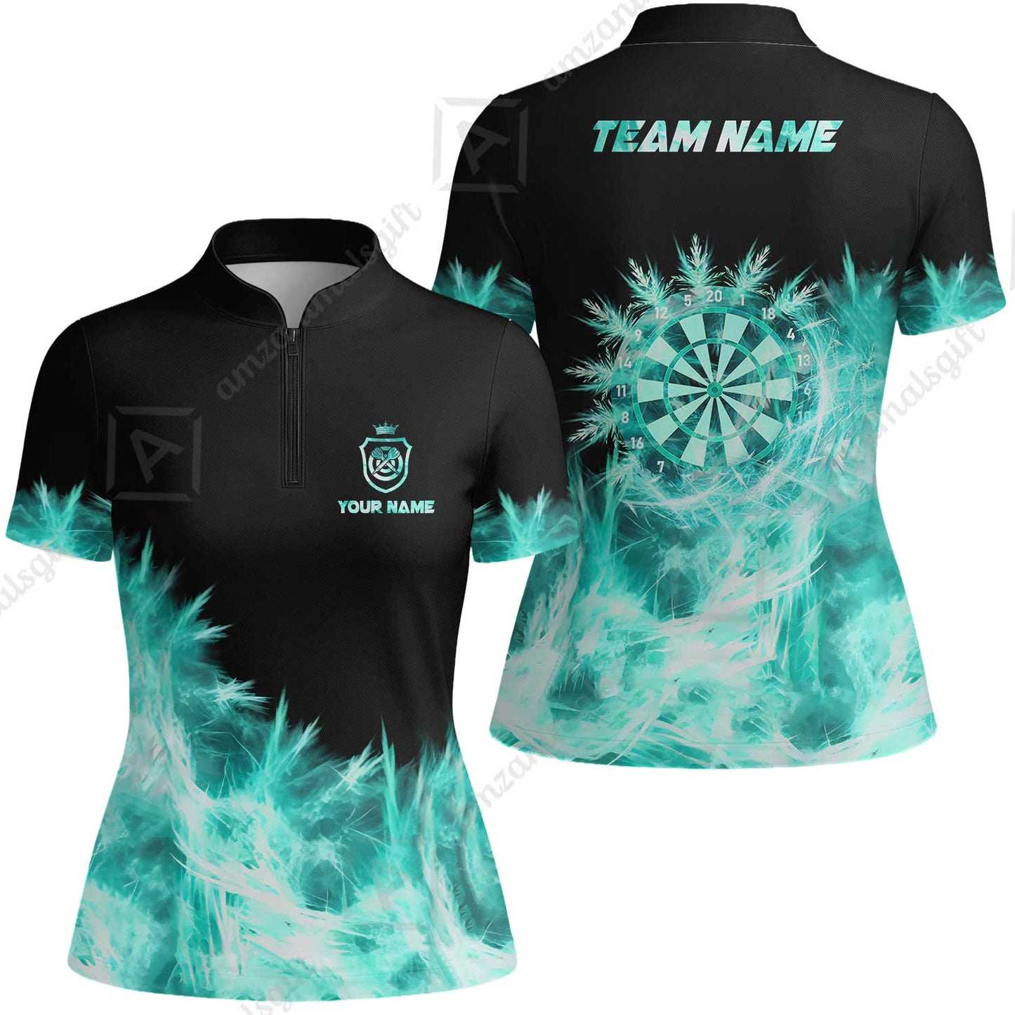 Customized Darts Women Jersey Shirt, Darts Icy Light Black And Multi Color Team Women Jersey Shirt Jersey For Darts Player