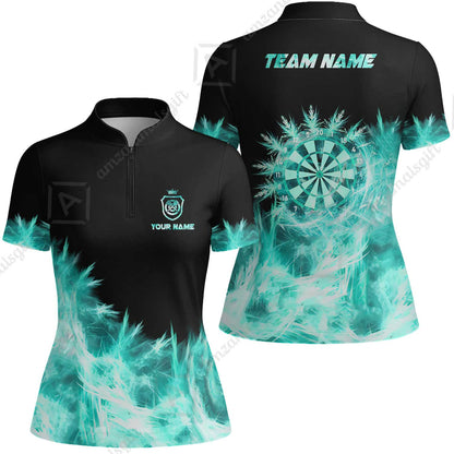 Customized Darts Women Jersey Shirt, Darts Icy Light Black And Multi Color Team Women Jersey Shirt Jersey For Darts Player