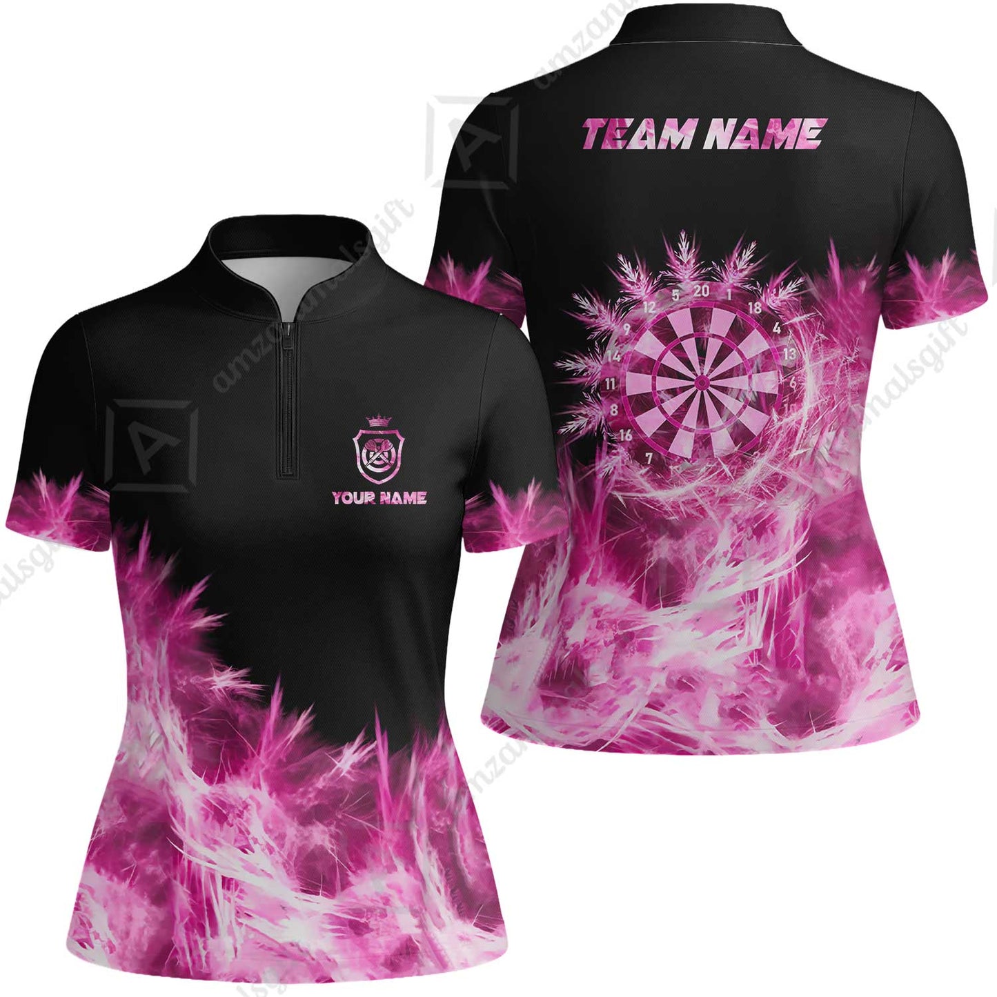 Customized Darts Women Jersey Shirt, Darts Icy Light Black And Multi Color Team Women Jersey Shirt Jersey For Darts Player