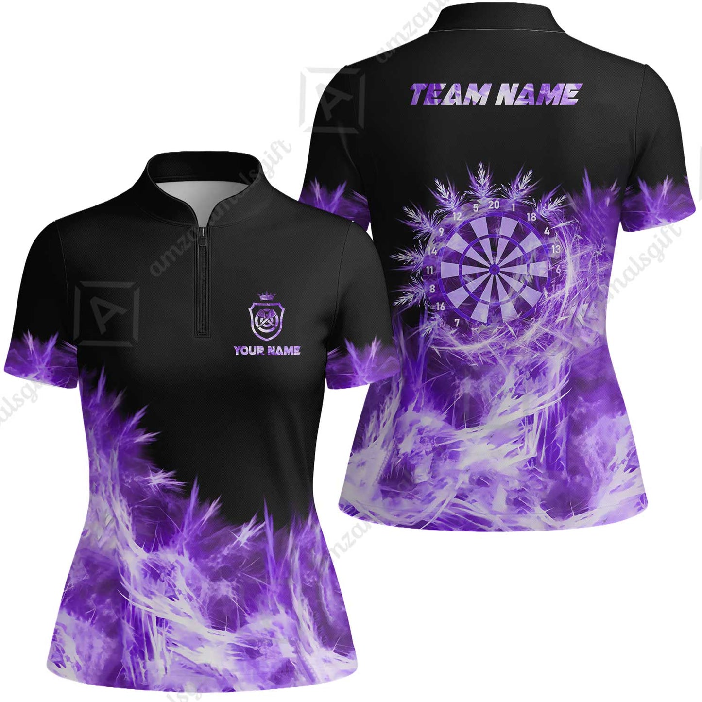 Customized Darts Women Jersey Shirt, Darts Icy Light Black And Multi Color Team Women Jersey Shirt Jersey For Darts Player