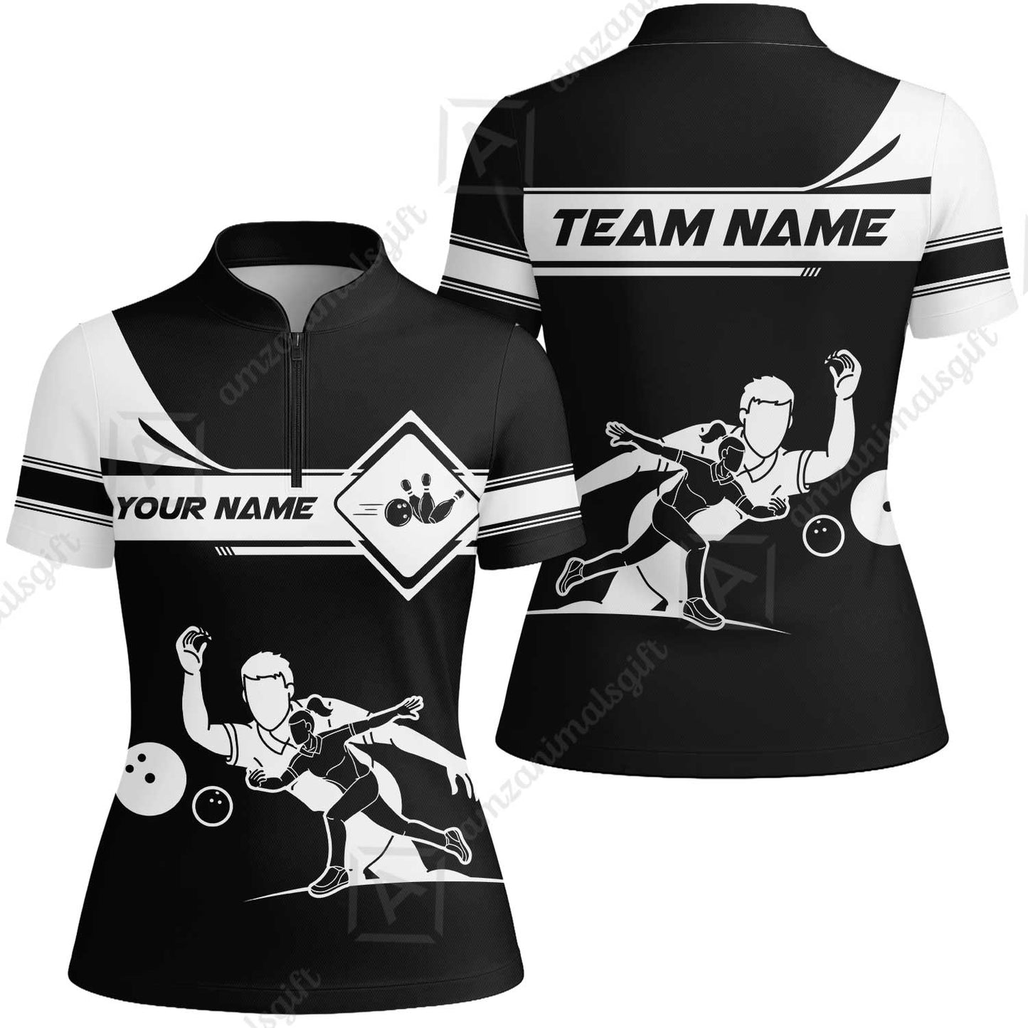 Customized Bowling Women Jersey Shirt, Men And Women Playing Bowling Ball Women Jersey Shirt Uniform Multicolor For Bowlers