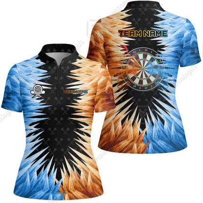 Customized Darts Women Jersey Shirt, Darts Dartboard Ice And Fire Multicolor Women Jersey Shirt Jersey For Darts Players