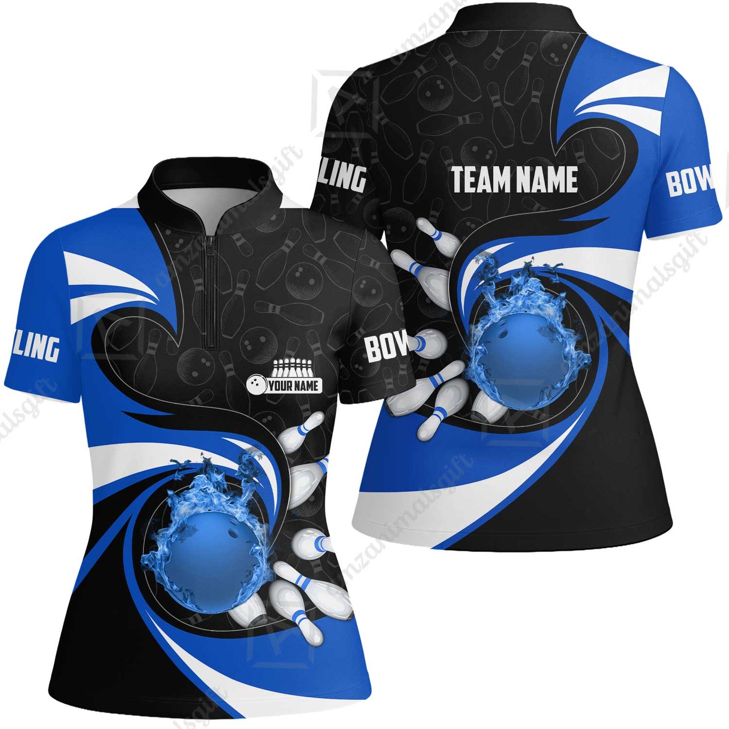 Customized Bowling Jersey Shirt, Bowling Ball And Pins Vortex Pattern Multicolor Customized Name And Team Name For Bowling Team